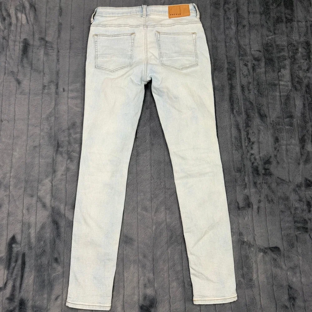 PacSun Mens Stacked Skinny Light Wash Blue Denim Jeans 28x30 Stretch RN090233